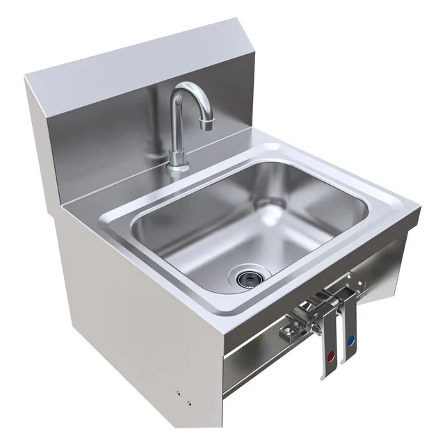 BK Resources BKHS-D-1410-1-BKK-PG — Wall-Mount Hand Sink, 17"W x 17"D, 20-ga 304 stainless, knee valve