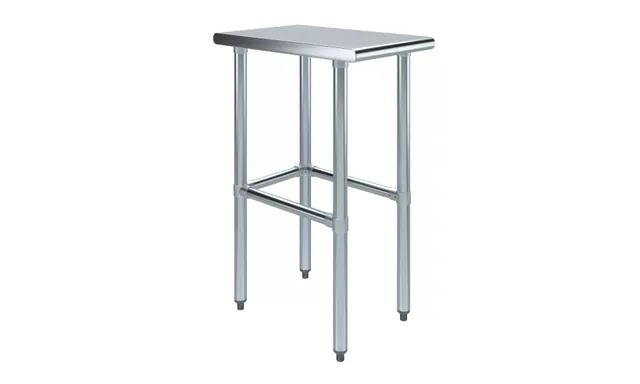 AmGood AMGWT-2415-RCB — Open-Base Work Table, 15"W x 24"D, 18-ga 430 stainless