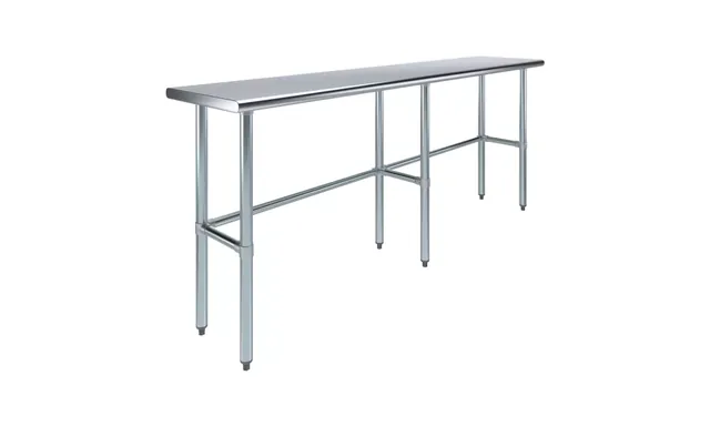 AmGood AMGWT-1884-RCB — Work Table with Open Base, 84"W x 18"D, 18-ga 430 stainless steel