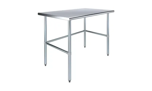 AmGood AMGWT-3048-RCB — Work Table with Open Base, 48"W x 30"D, 18-ga 430 stainless steel
