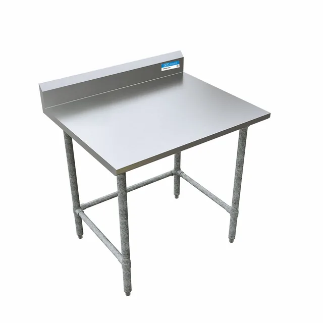 BK Resources VTTR5OB-3630 — Riser-Top Work Table with Open Base, 36"W x 30"D x 34.75"H, 18-ga stainless steel