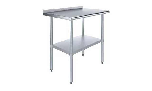 AmGood AMGWT-2436-BS — Work Table with Backsplash, 36"W x 24"D, 18-ga 430 stainless steel
