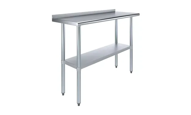 AmGood AMGWT-1848-BS — Work Table with Backsplash, 48"W x 18"D, 18-ga 430 stainless steel