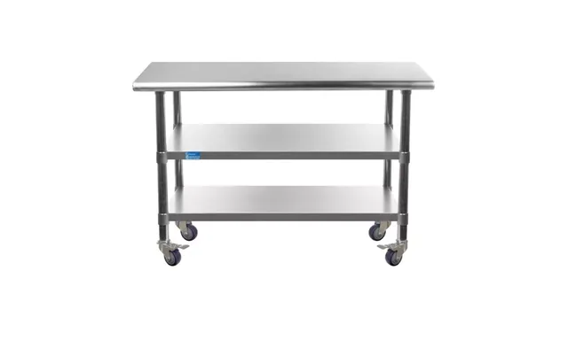 AmGood AMGWT-1836-2SH-WHEELS — Work Table with Casters, 18-ga 430 stainless steel