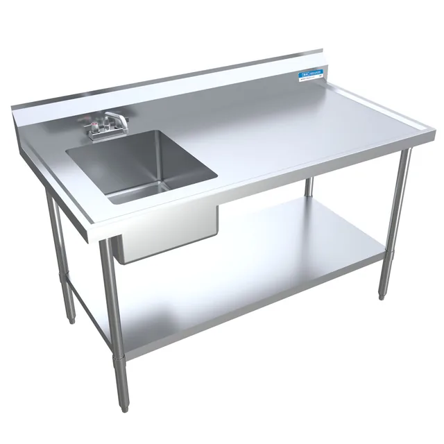 BK Resources BKMPT-3060S-L-P-G — Work Table, 60"W x 30"D x 41.75"H, 18-ga 430 stainless steel