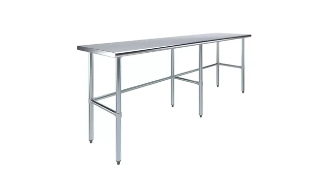 AmGood AMGWT-2496-RCB — Work Table with Open Base, 96"W x 24"D, 18-ga 430 stainless steel