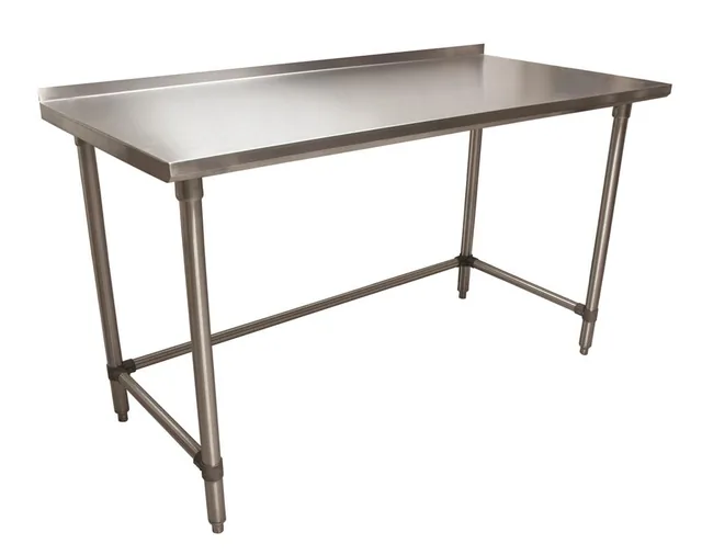 BK Resources SVTROB-6024 — Riser-Top Work Table with Open Base, 60"W x 24"D x 34.75"H, 18-ga stainless steel