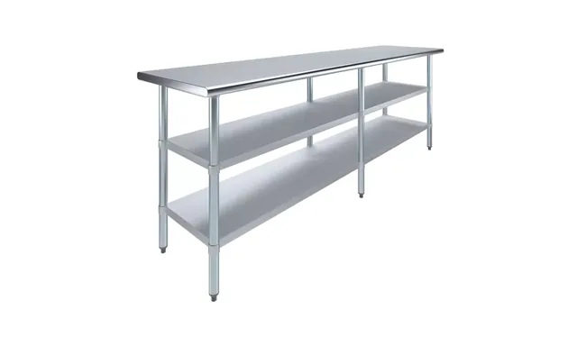 AmGood AMGWT-2496-2SH — Work Table, 96"W x 24"D, 18-ga 430 stainless steel