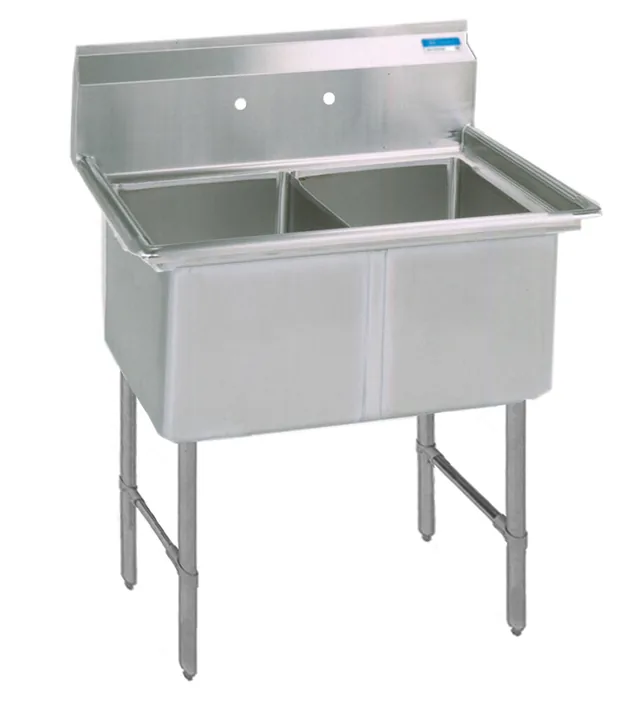 BK Resources BKS6-2-24-14S — 2-Compartment Sink, 24"W x 24"D, stainless steel