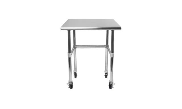 AmGood AMGWT-1818-RCB-WHEELS — Open-Base Work Table, 18"W x 18"D, 18-ga 430 stainless