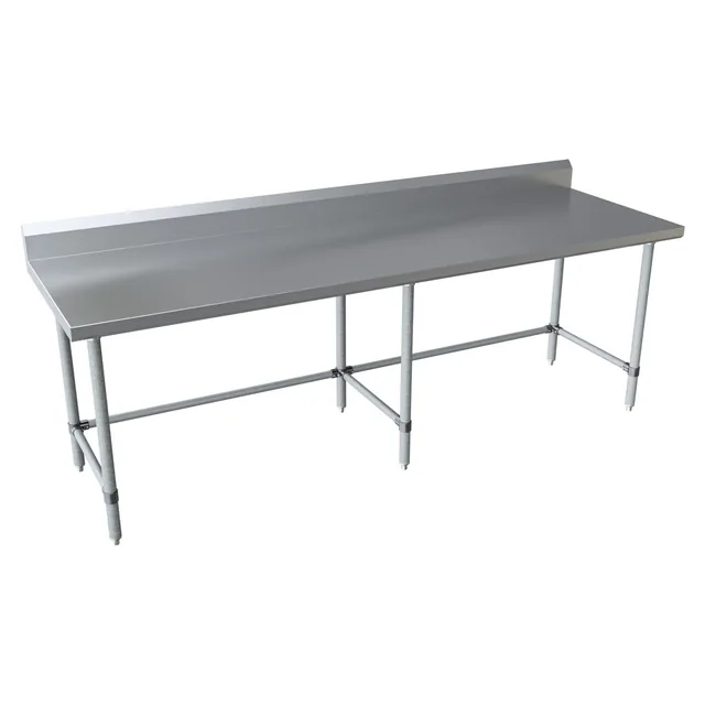 BK Resources VTTR5OB-9630 — Riser-Top Work Table with Open Base, 96"W x 30"D x 39.75"H, 18-ga stainless steel
