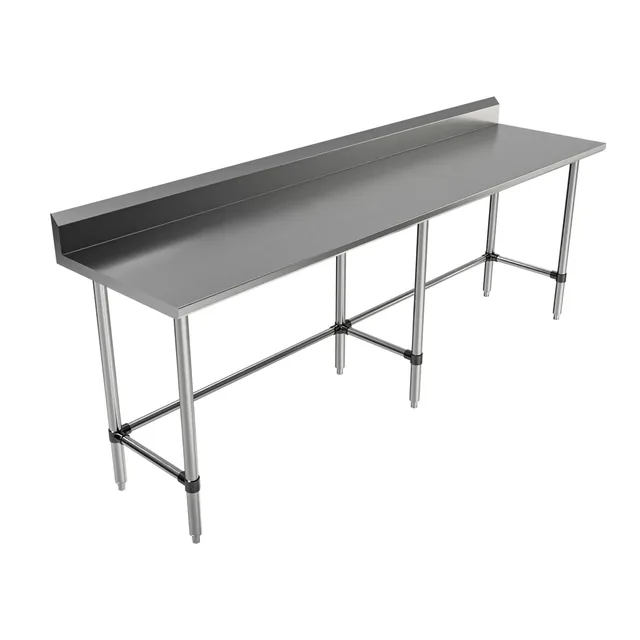 BK Resources SVTR5OB-9624 — Riser-Top Work Table with Open Base, 96"W x 24"D x 39.75"H, 18-ga stainless steel