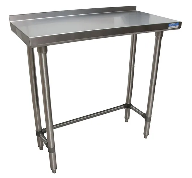 BK Resources VTTROB-1848 — Riser-Top Work Table with Open Base, 48"W x 18"D x 34.75"H, 18-ga stainless steel
