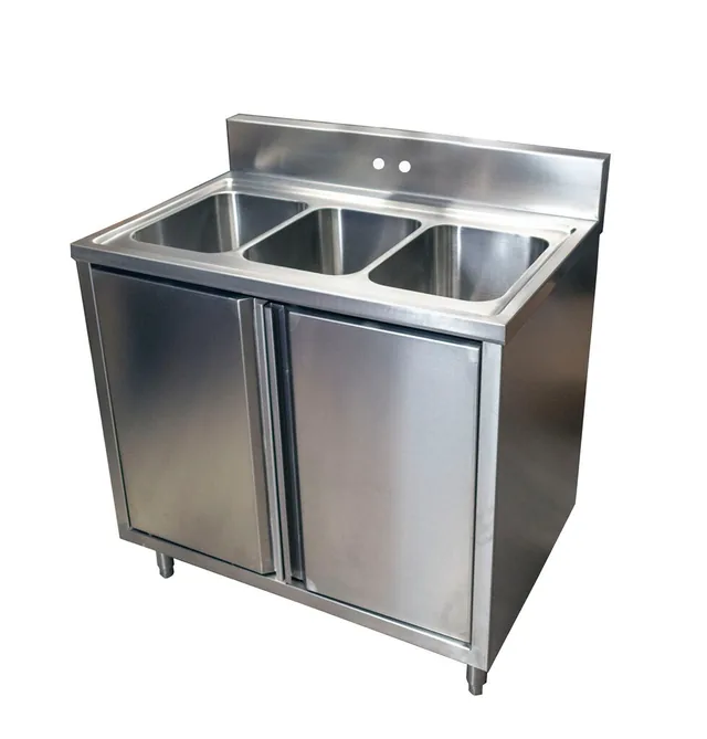 BK Resources CSTR5-3-1014H — 3-Compartment Sink, 36"W x 24"D x 39.75"H, stainless steel