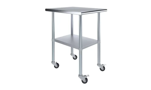 AmGood AMGWT-3024-WHEELS — Work Table with Casters, 24"W x 30"D, 18-ga 430 stainless steel