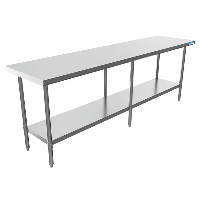 BK Resources CVT-9624 — Work Table with Open Base, 96"W x 24"D x 34.75"H, 16-ga 304 stainless steel