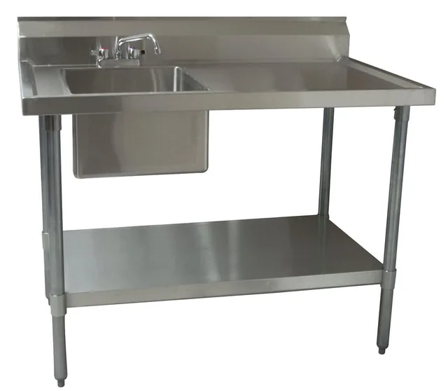 BK Resources BKMPT-3072S-L-P-G — Work Table, 72"W x 30"D x 41.75"H, 18-ga 430 stainless steel