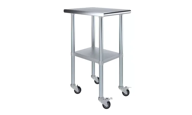 AmGood AMGWT-2418-WHEELS — Work Table with Casters, 18"W x 24"D, 18-ga 430 stainless steel