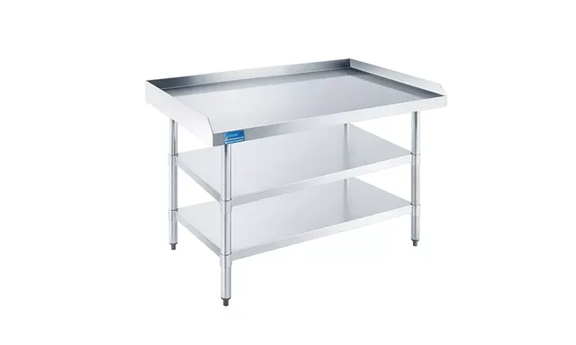 AmGood AMGES-2448-2SH+35inch — Work Table with Backsplash & Casters, 18-ga 430 stainless steel