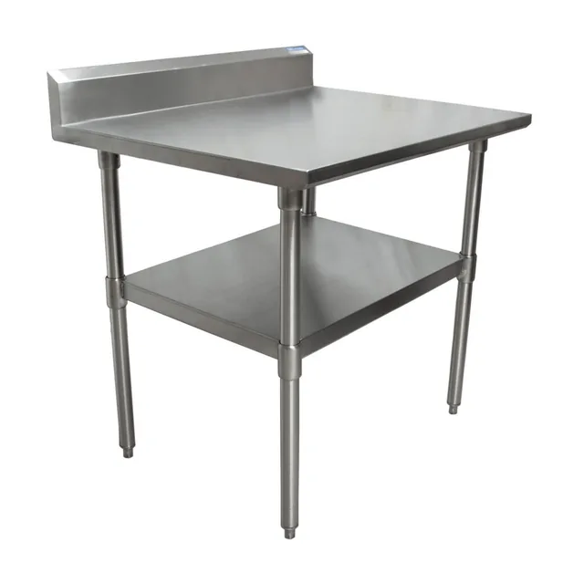 BK Resources CVTR5-2424 — Undershelf Work Table, 24"W x 24"D, 16-ga 304 stainless with backsplash