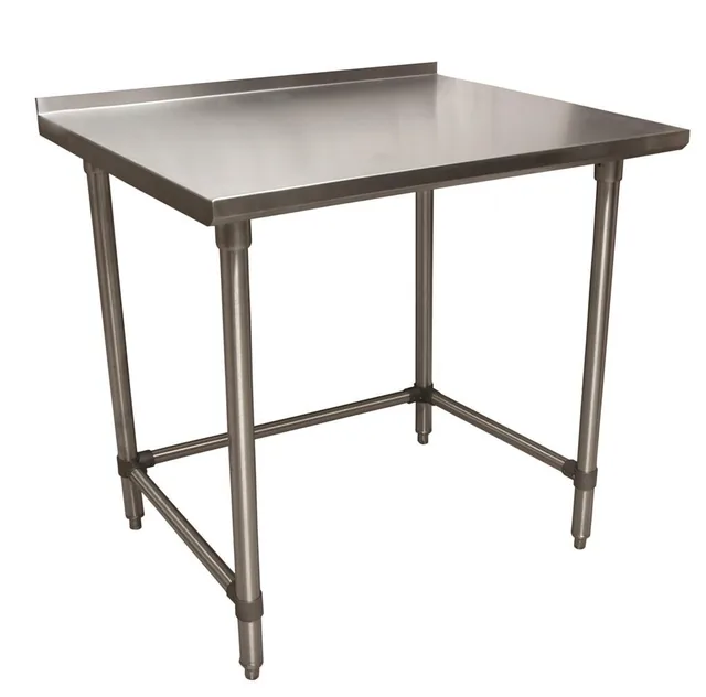 BK Resources SVTROB-2424 — Open-Base Work Table, 24"W x 24"D, 18-ga 430 stainless with backsplash