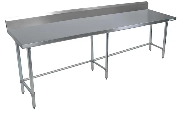 BK Resources SVTR5OB-8430 — Riser-Top Work Table with Open Base, 84"W x 30"D x 39.75"H, 18-ga stainless steel