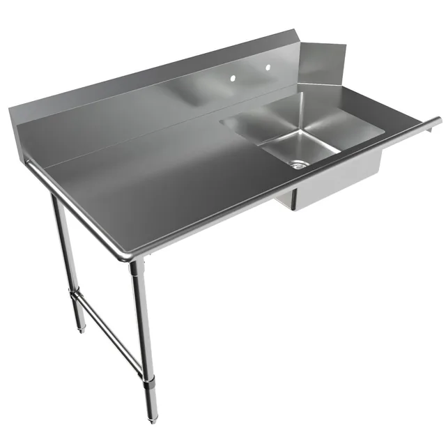 BK Resources BKSDT-60-L-SS — Dish Table, 60"W x 30.38"D x 46.25"H, 18-ga 304 stainless steel