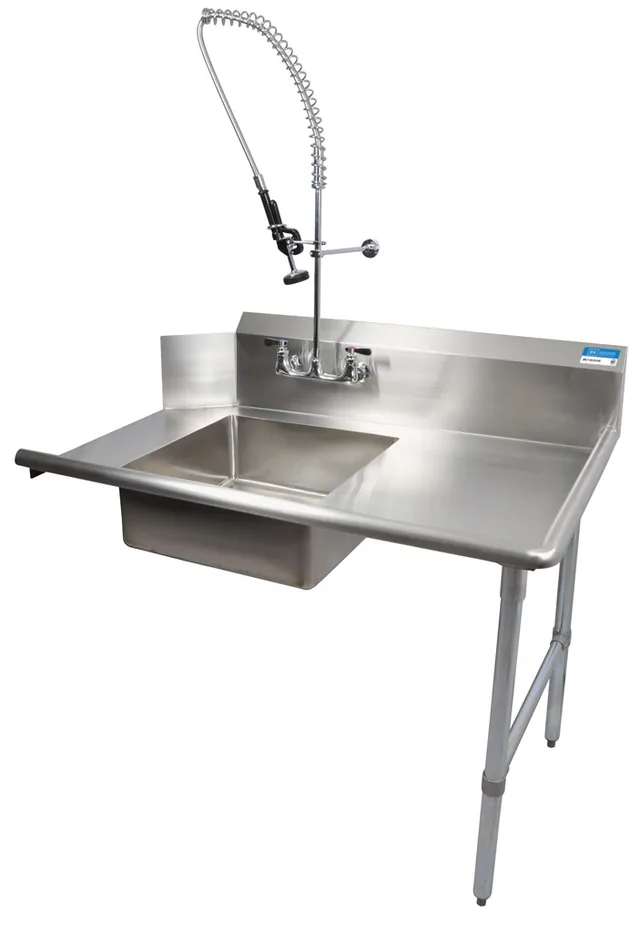 BK Resources BKSDT-72-R-SS-P-G — Dish Table, 72"W x 30.38"D x 46.25"H, 18-ga
