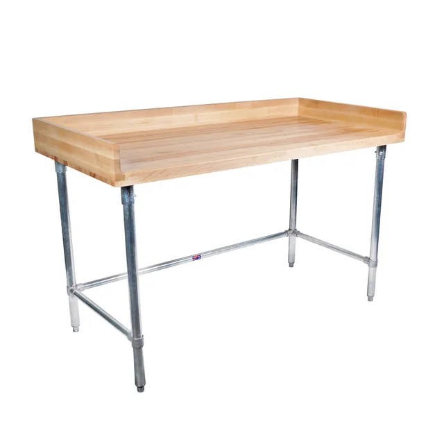 BK Resources MBTGOB-4830 — Work Table with Open Base, 48"W x 30"D x 38.75"H, hard maple top