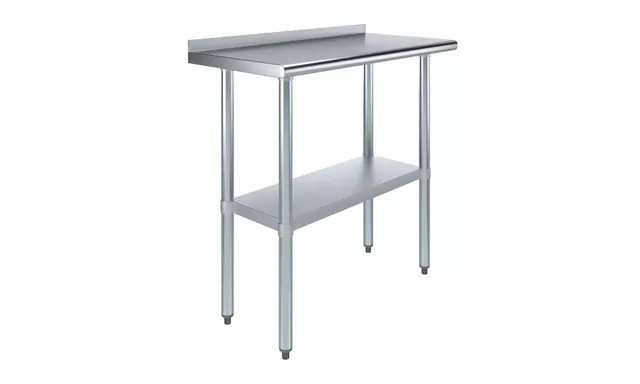 AmGood AMGWT-1836-BS — Work Table with Backsplash, 36"W x 18"D, 18-ga 430 stainless steel