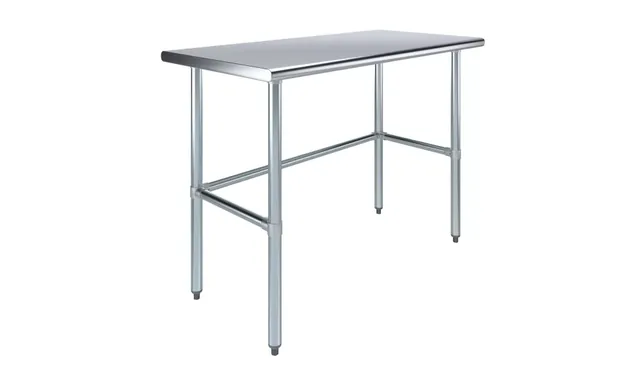 AmGood AMGWT-2448-RCB — Work Table with Open Base, 48"W x 24"D, 18-ga 430 stainless steel