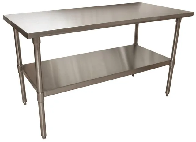 BK Resources CVT-6036 — Work Table with Open Base, 60"W x 36"D x 34.75"H, 16-ga 304 stainless steel