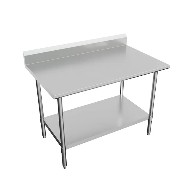BK Resources SVTR5-4824 — Riser-Top Work Table with Undershelf, 48"W x 24"D x 39.75"H, 18-ga stainless steel