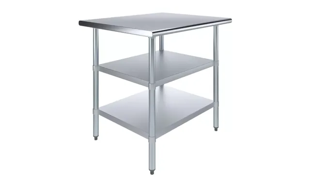 AmGood AMGWT-3036-2SH — Work Table, 36"W x 30"D, 18-ga 430 stainless steel
