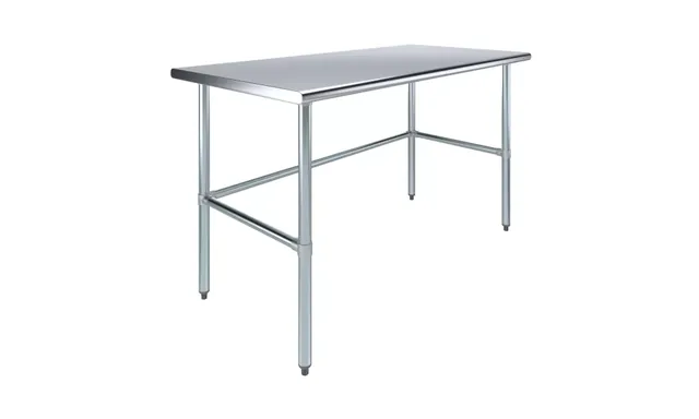 AmGood AMGWT-3060-RCB — Work Table with Open Base, 60"W x 30"D, 18-ga 430 stainless steel