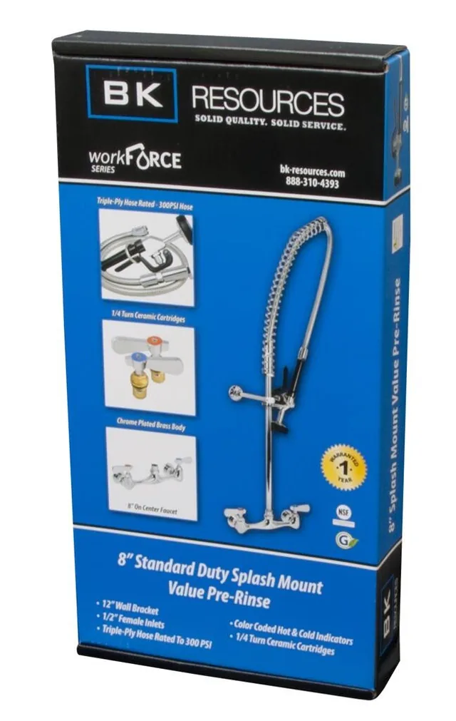 BK Resources CP-VSMPR-WB-G — Pre-Rinse Faucet Unit, chrome-plated brass