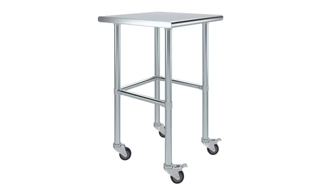 AmGood AMGWT-2424-RCB-WHEELS — Work Table with Casters, 18-ga 430 stainless steel