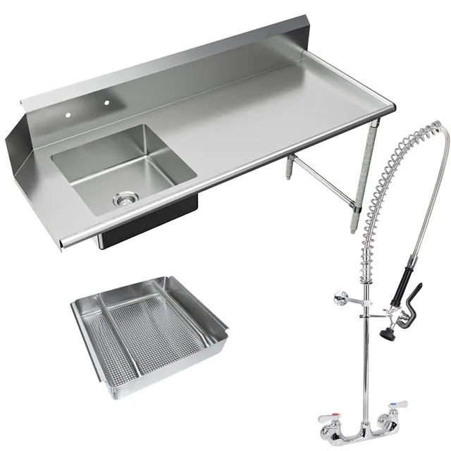 BK Resources BKSDT-72-L-P3-G — Dish Table, 72"W x 30.38"D x 46.25"H, 18-ga