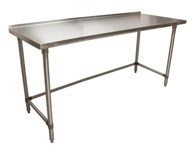 BK Resources SVTROB-7224 — Riser-Top Work Table with Open Base, 72"W x 24"D x 36.25"H, 18-ga stainless steel