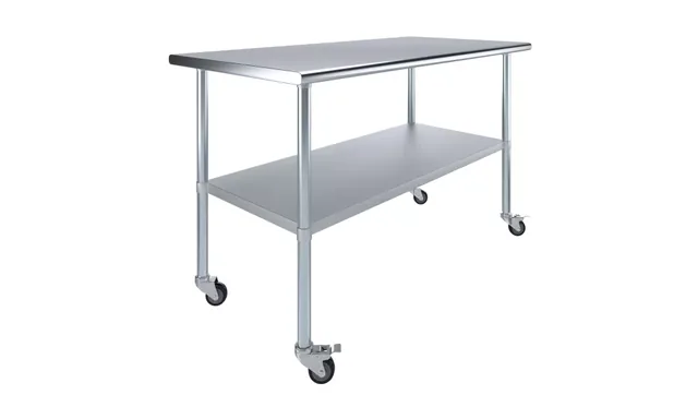 AmGood AMGWT-3060-WHEELS — Work Table with Casters, 60"W x 30"D, 18-ga 430 stainless steel