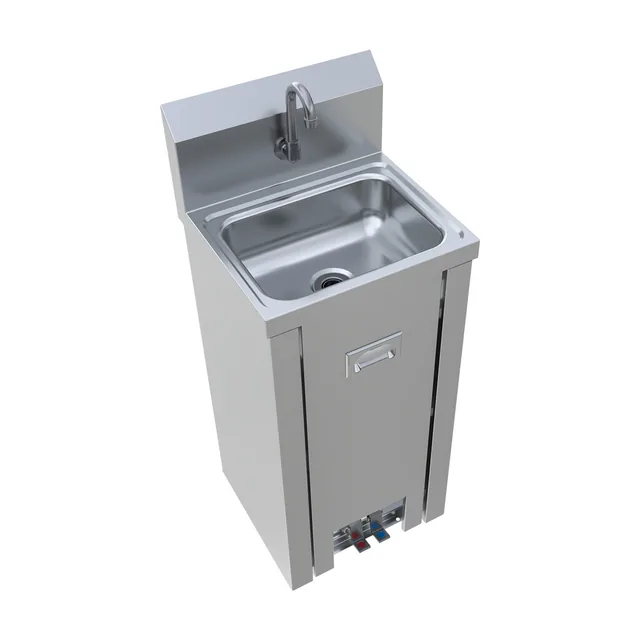 BK Resources BKHS-W-1410-PED-P-G — Hand Sink, 17"W x 15.4"D x 33"H, stainless steel