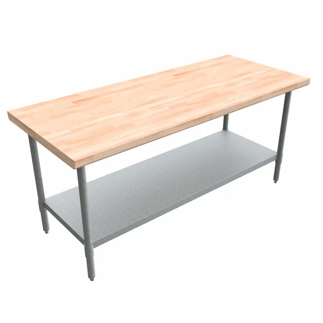 BK Resources MFTG-7236 — Work Table, 72"W x 36"D x 34.75"H, hard maple top