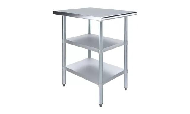 AmGood AMGWT-3024-2SH — Work Table, 24"W x 30"D, 18-ga 430 stainless steel