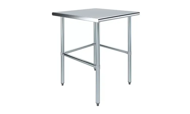 AmGood AMGWT-3030-RCB — Work Table with Open Base, 30"W x 30"D, 18-ga 430 stainless steel