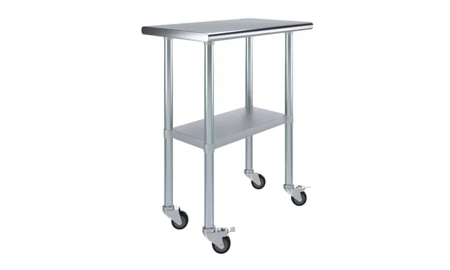 AmGood AMGWT-1830-WHEELS — Work Table with Casters, 30"W x 18"D, 18-ga 430 stainless steel