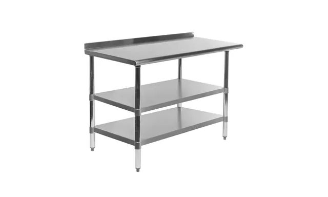 AmGood AMGWT-1836-BS-2SH — Work Table with Backsplash, 18-ga 430 stainless steel
