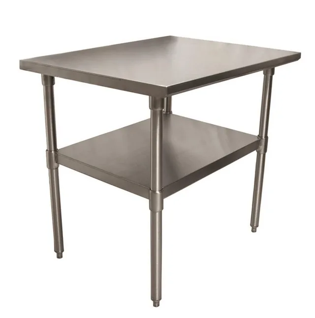 BK Resources SVT-3030 — Work Table with Open Base & Undershelf, 30"W x 30"D, 18-ga 430 stainless steel