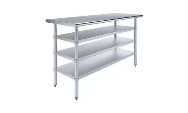 AmGood AMGWT-2460-3SH — Work Table, 60"W x 24"D, 18-ga 430 stainless steel