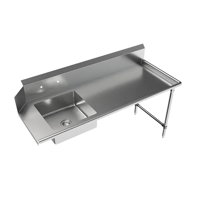 BK Resources BKSDT-72-R-SS — Dish Table, 72"W x 30.38"D x 46.25"H, 18-ga 304 stainless steel