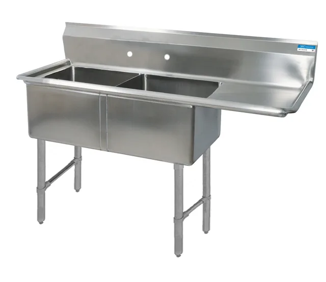BK Resources BKS6-2-24-14-24RS — 2-Compartment Sink, 24"W x 24"D, stainless steel